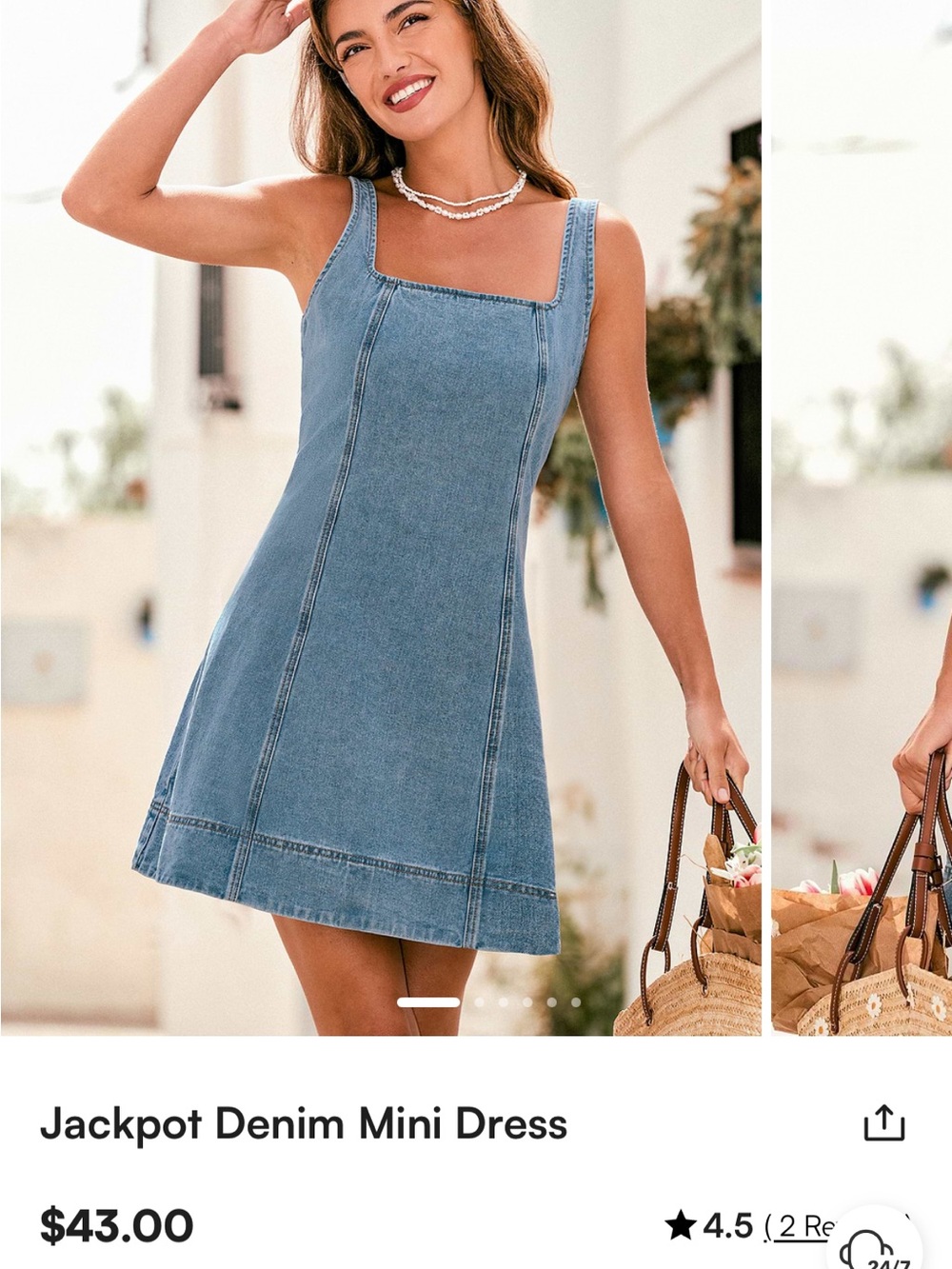 Cupshe Light Blue Denim Square-Neck Mini Dress